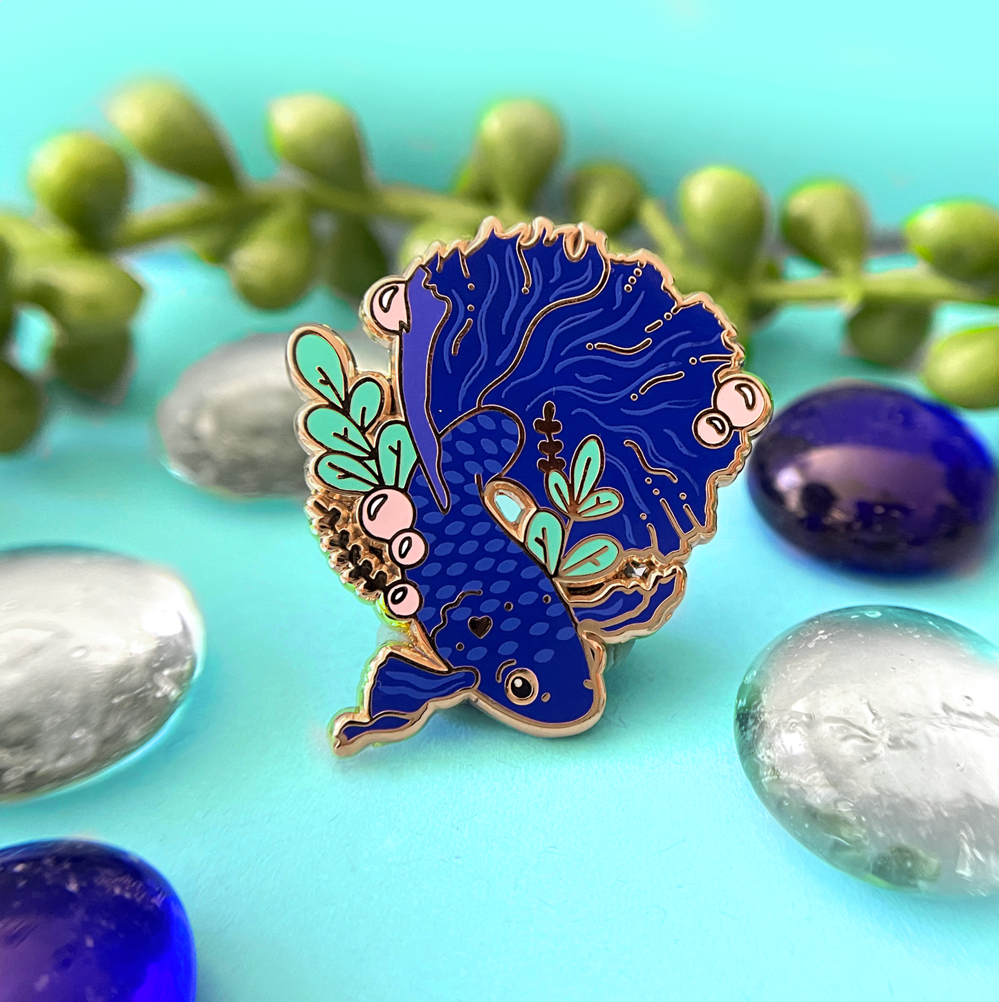 Blue Betta Fish Enamel Pin