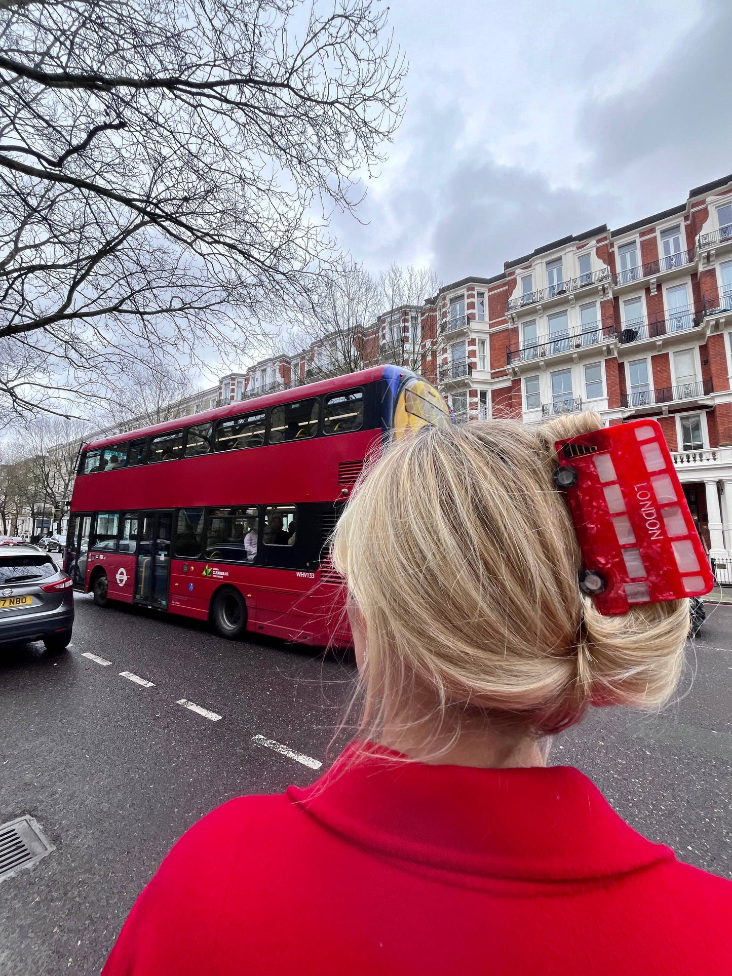 Hand-painted London Bus Claw Hair Clip | Eco-Friendly