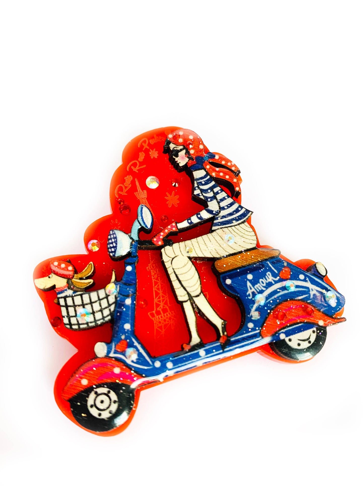 Bonjour Beep Beep Paris Brooch