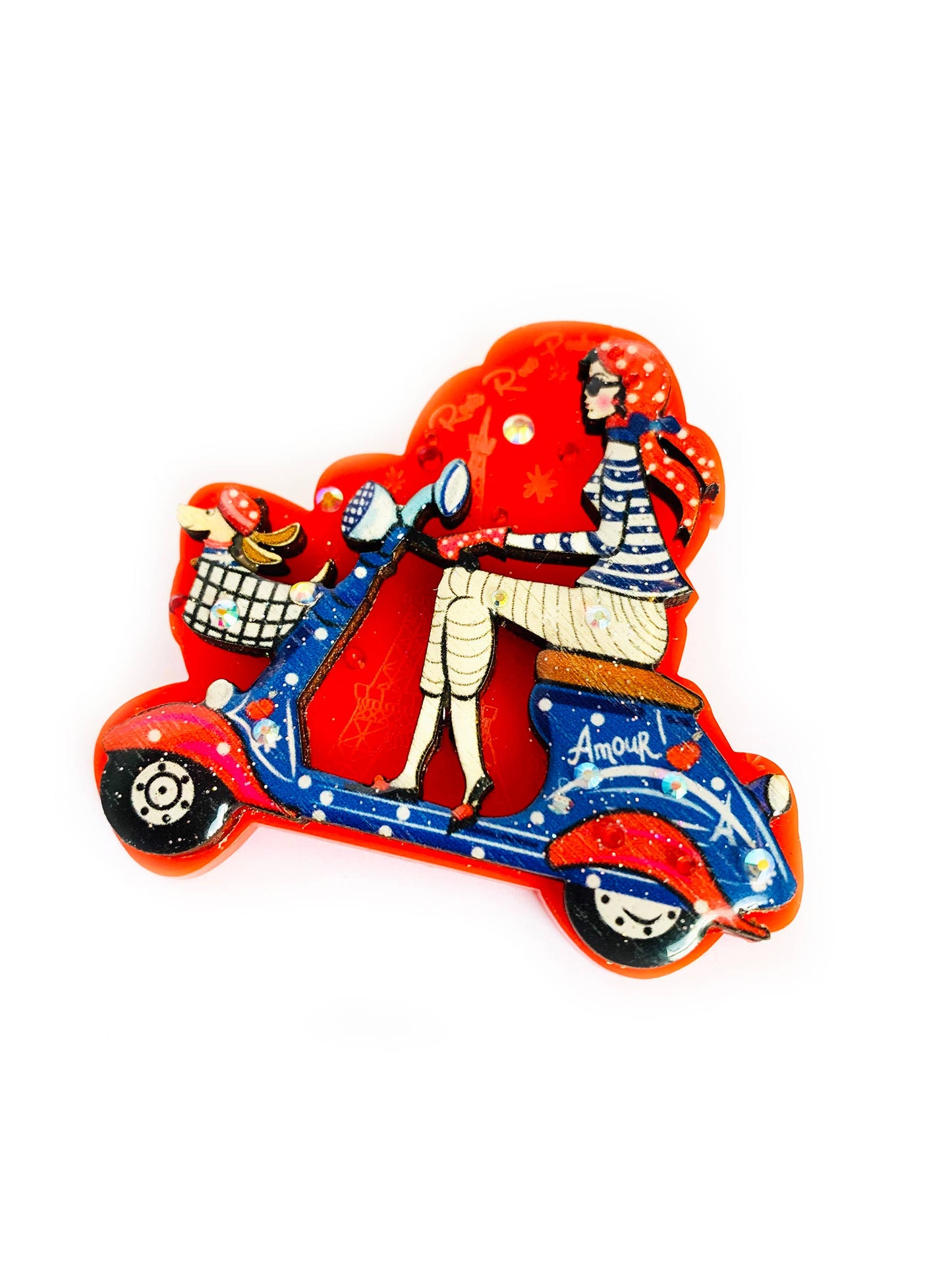 Bonjour Beep Beep Paris Brooch