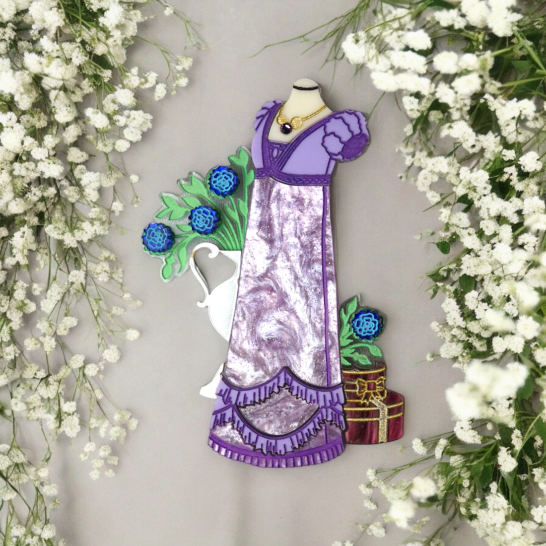 Regency Dress Brooch - 4 colours