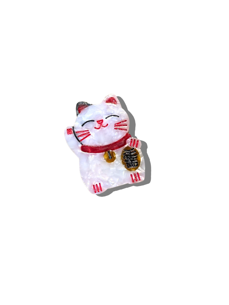Hand-painted Maneki Neko Lucky Cat Brooch