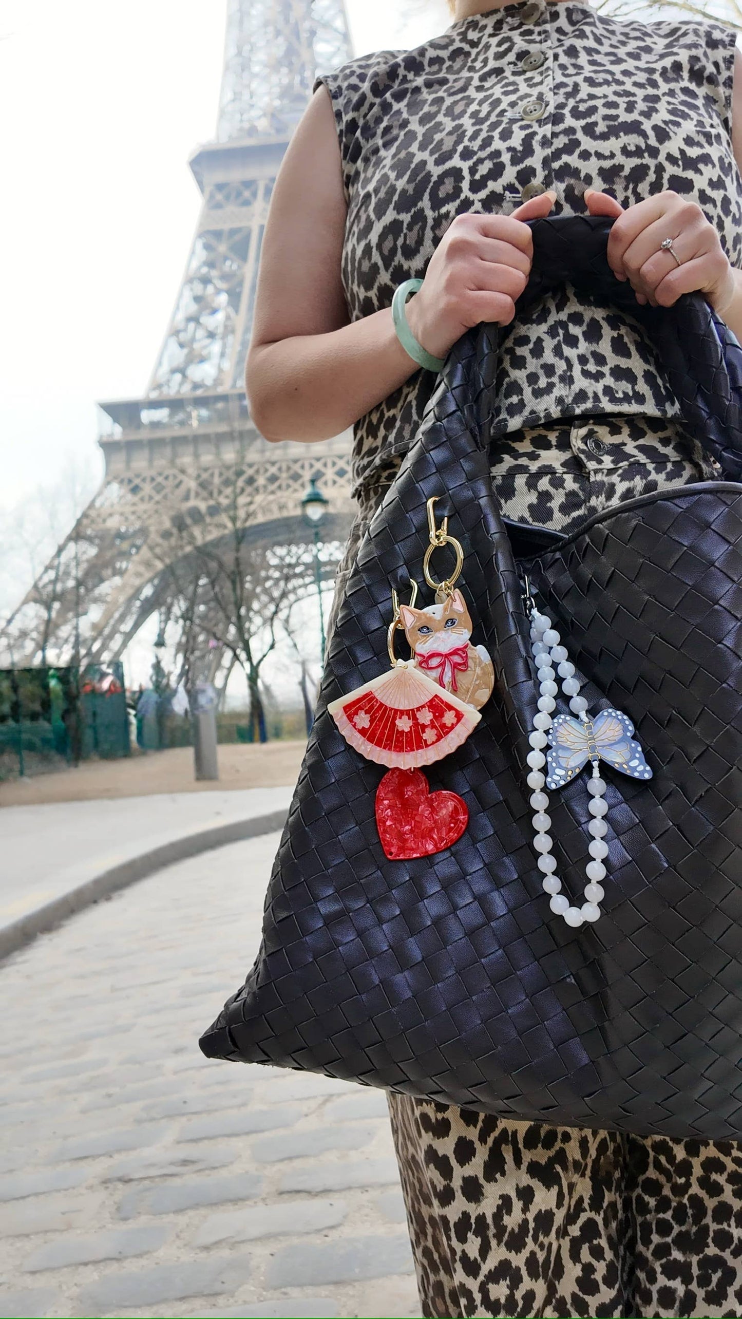 Hand-painted Kitten Bag Charm + Keychain | Eco-Friendly