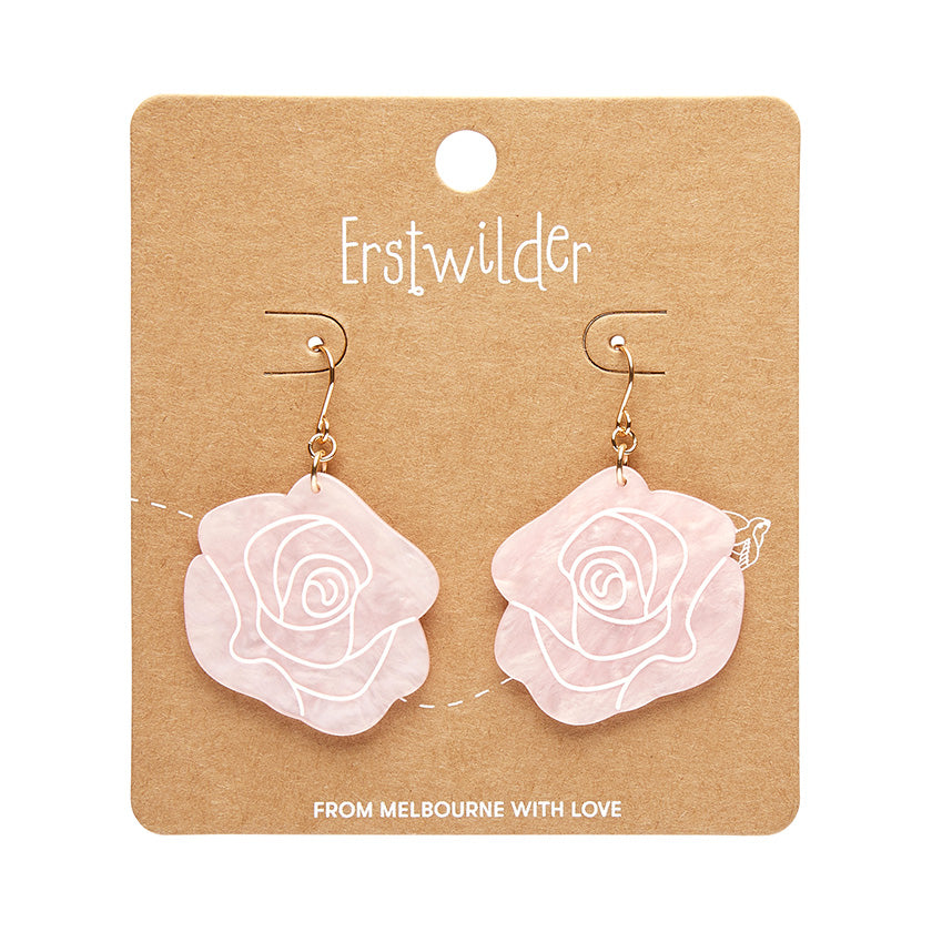 Eternal Rose Drop Earrings - Pink