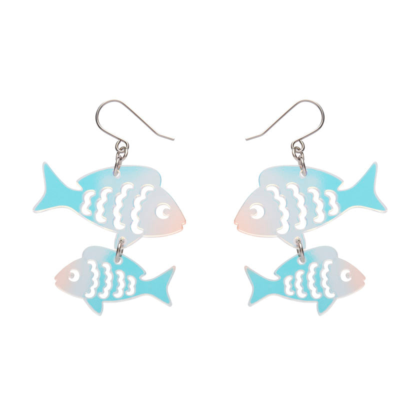 Fish Friends Drop Earrings - Iridescent