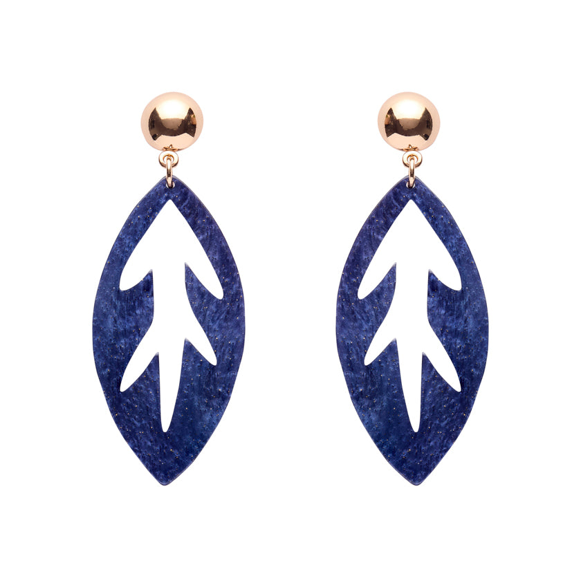 Leaf Drop Essential Earrings - Navy