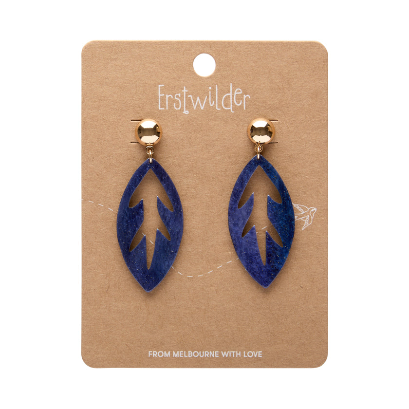 Leaf Drop Essential Earrings - Navy