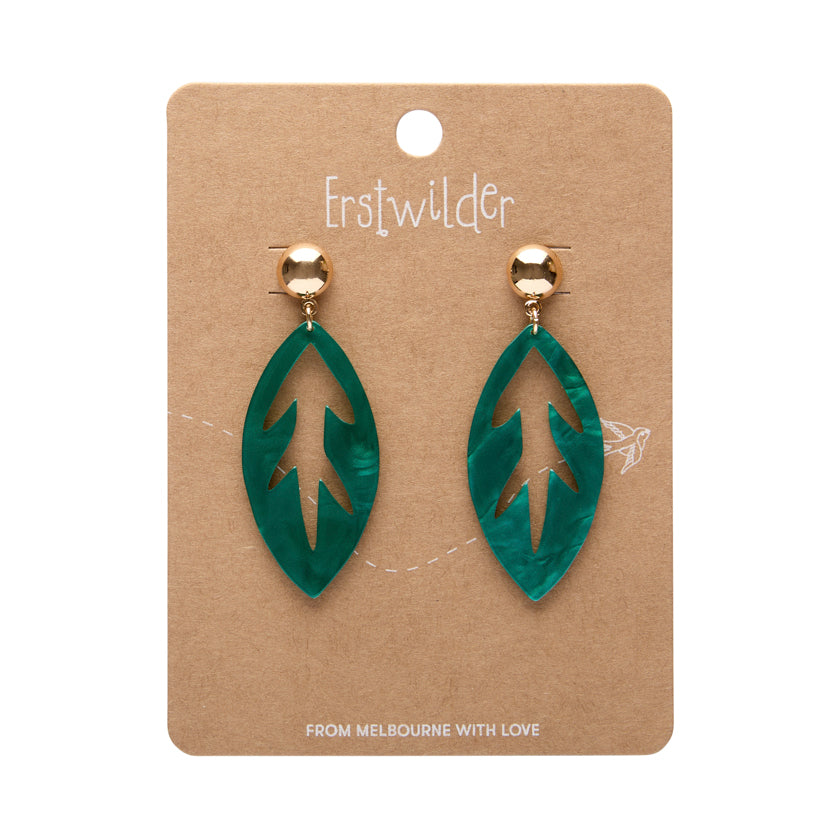 Leaf Drop Essential Earrings - Teal