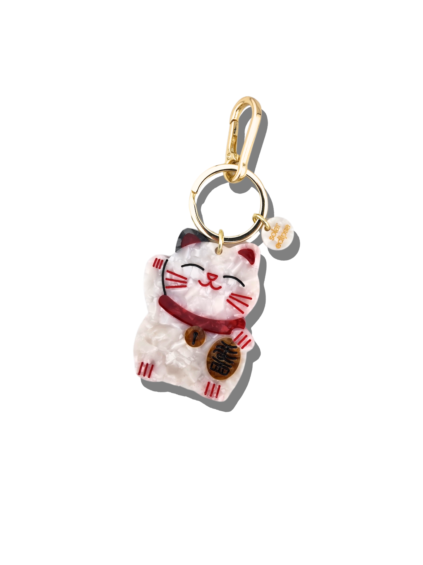 Hand-painted Maneki Neko Lucky Cat Bag Charm & Keychain | Eco-Friendly