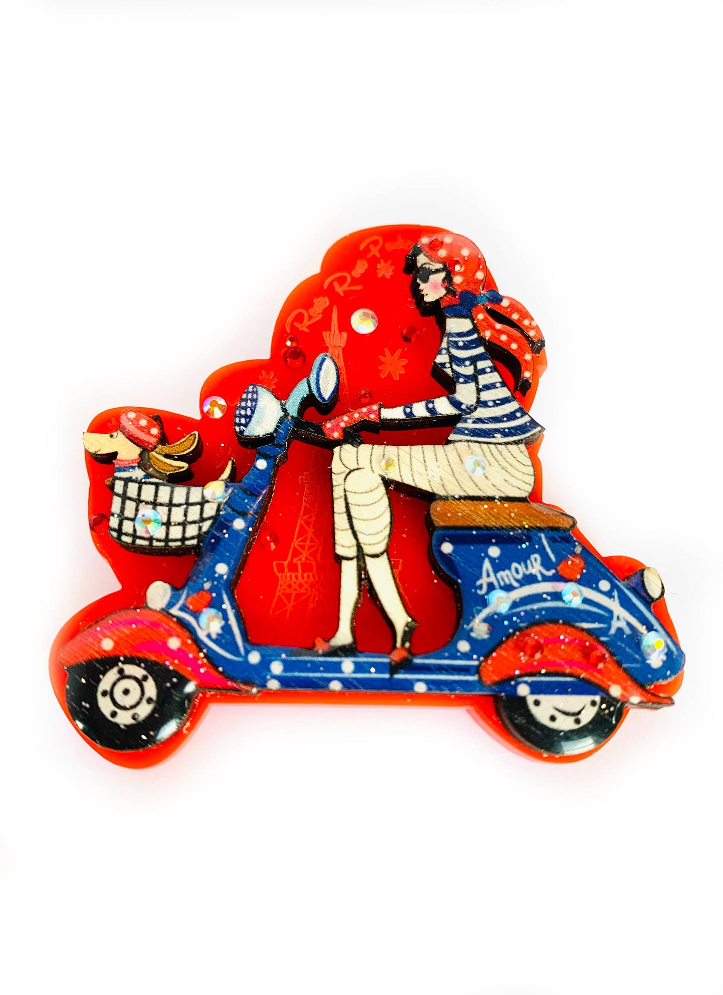 Bonjour Beep Beep Paris Brooch