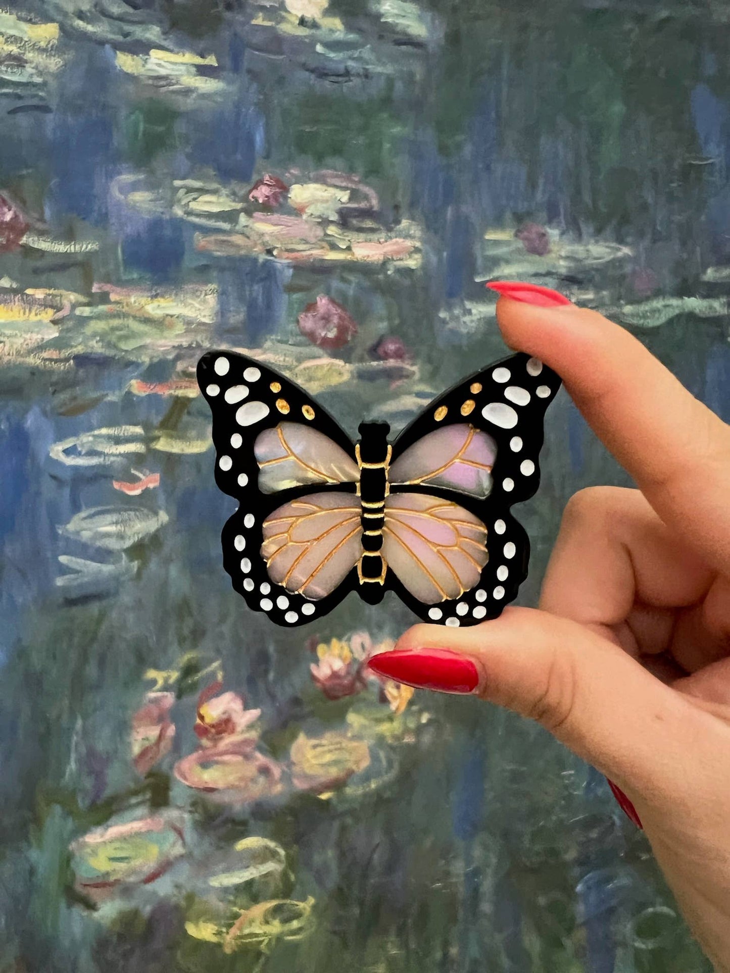 Hand-painted Monarch Butterfly Brooch Pin