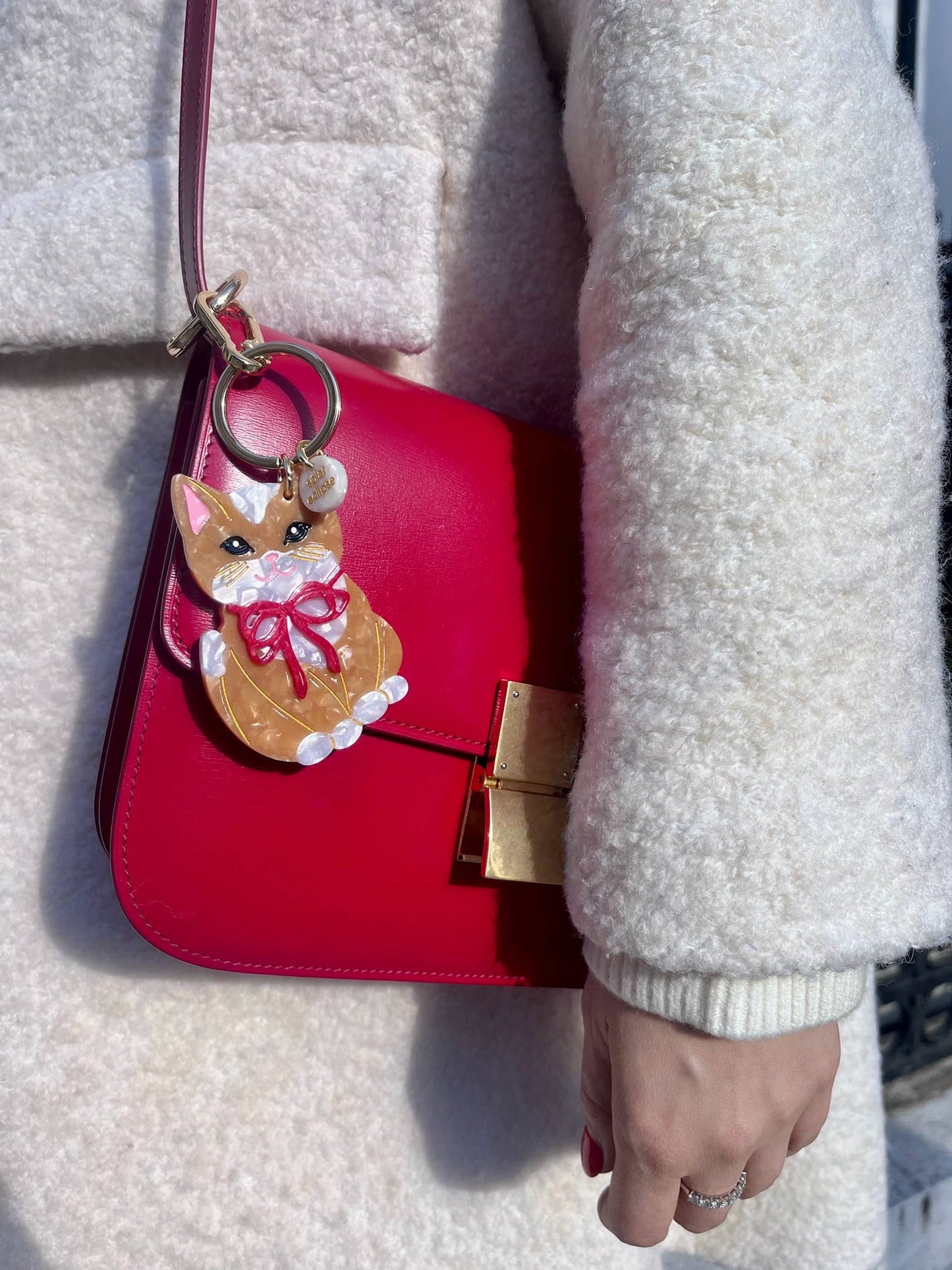 Hand-painted Kitten Bag Charm + Keychain | Eco-Friendly