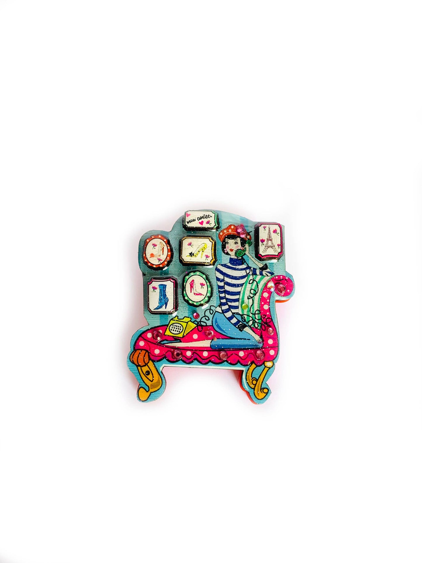 Juliette the lover of shoes brooch