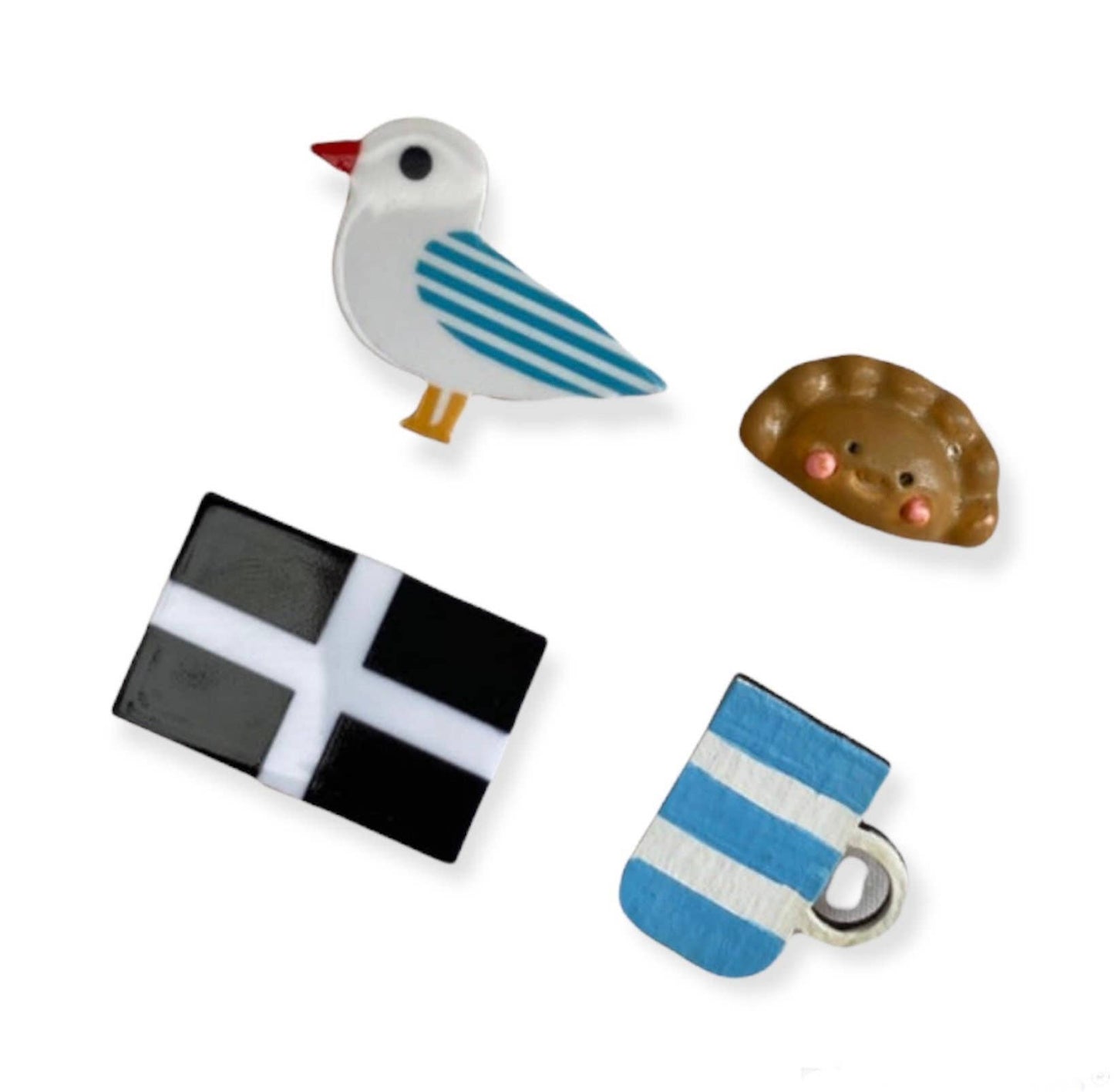 Set of 4 Cornish Cornwall Fridge Magnets - seagull flag