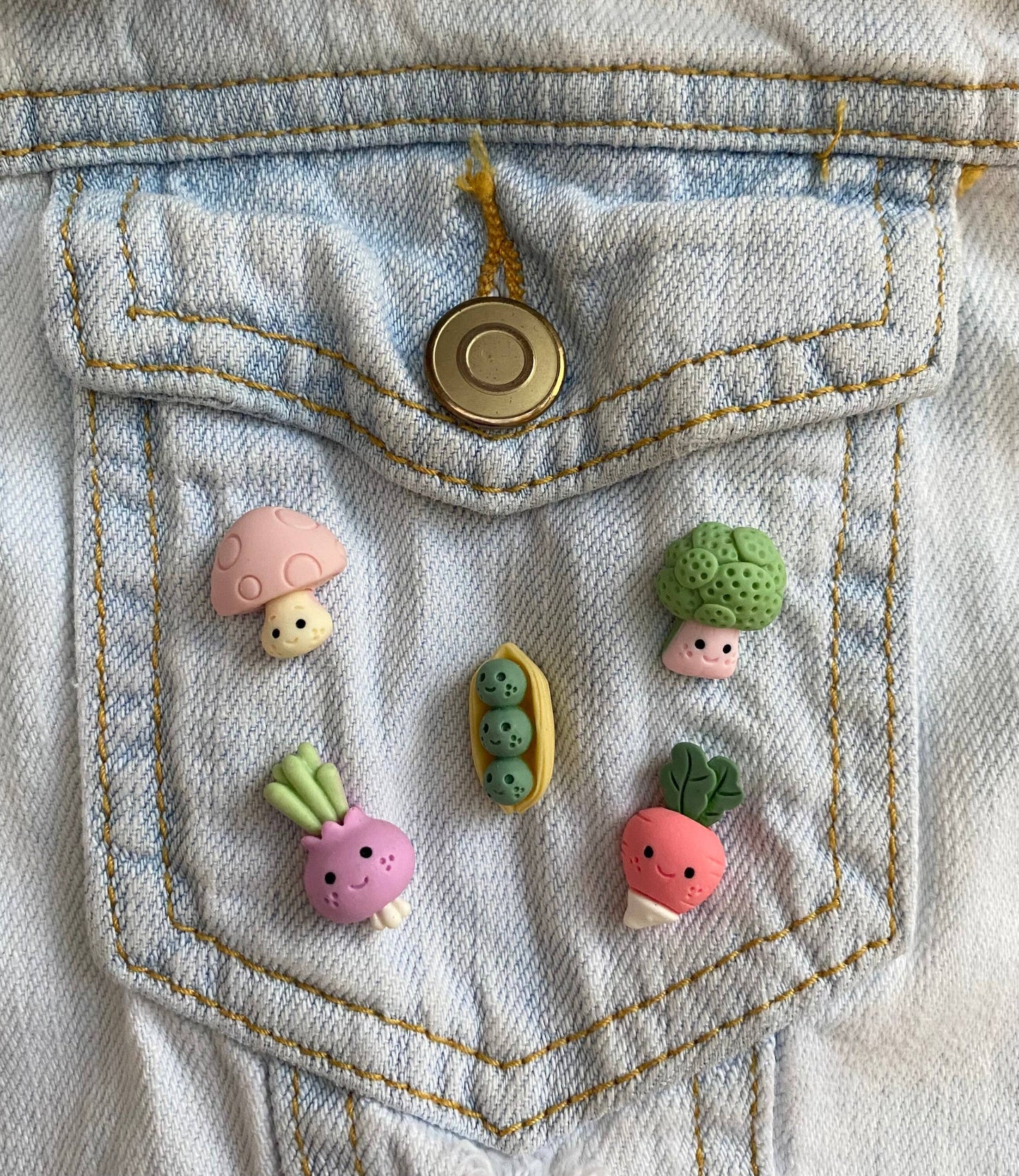Mini Vegetable resin pins (set of 5)