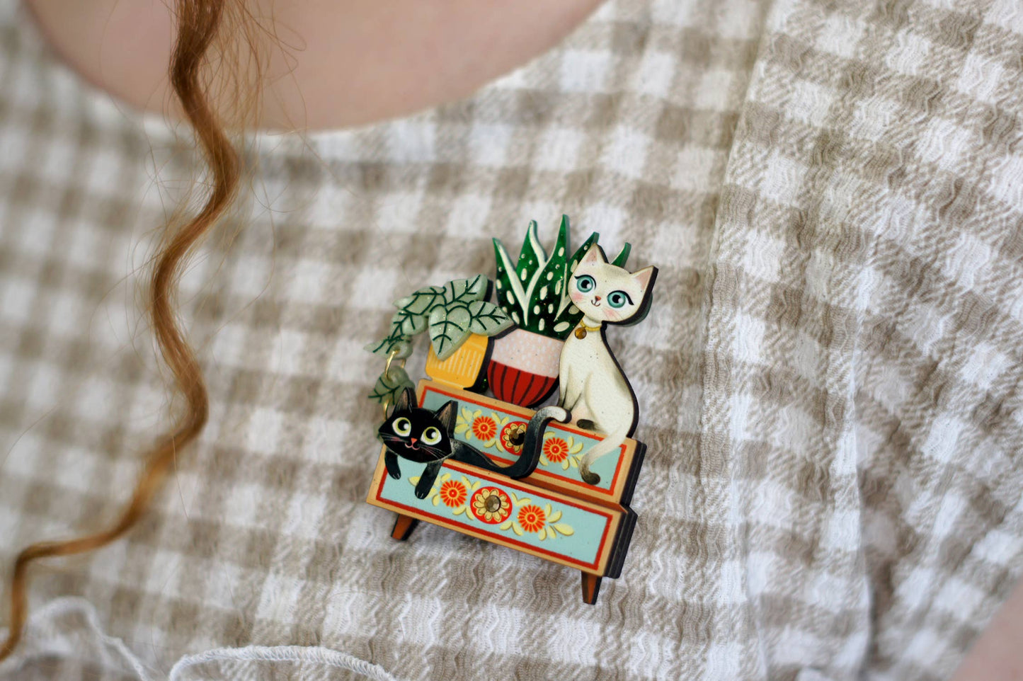 Kittens and Plants Brooch - expected 10th June