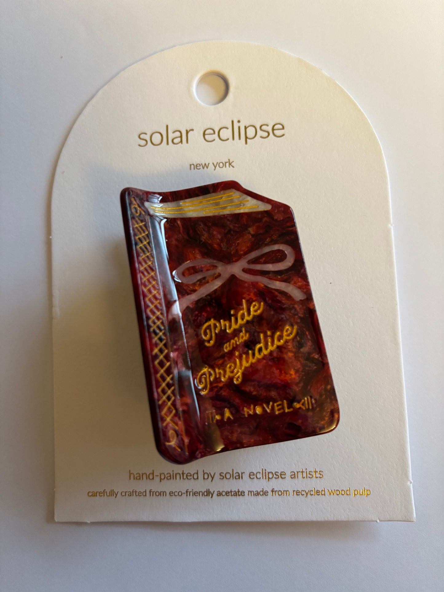 Hand-painted Mini Pride & Prejudice Book Claw Hair Clip