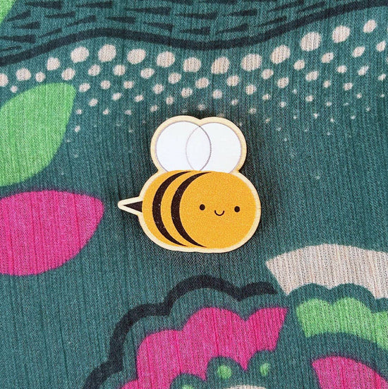 Bee & Sunflower Kawaii Wooden Pins