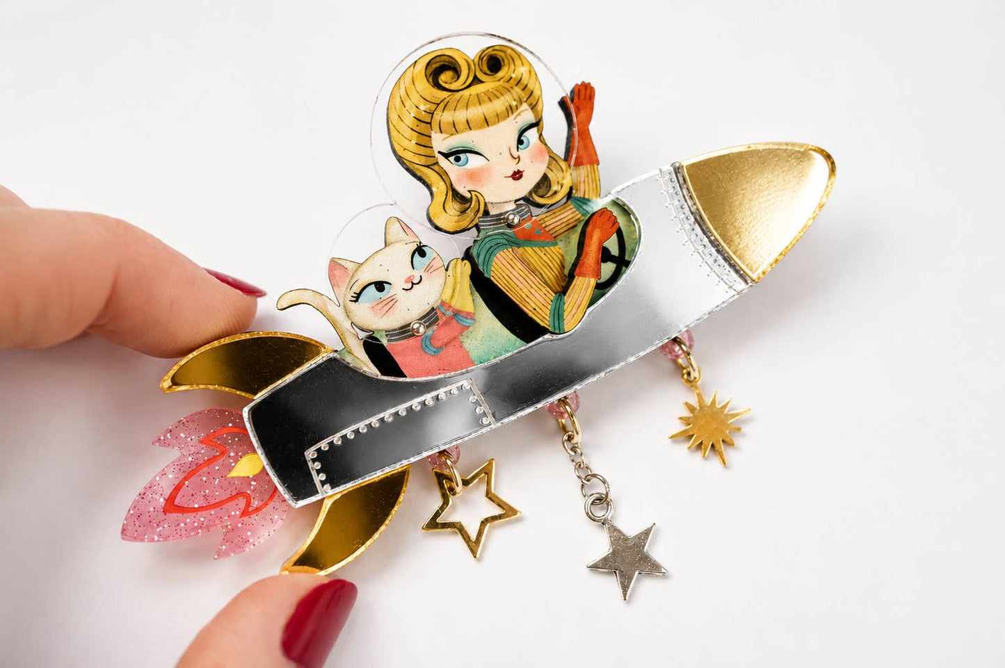 Space Rocket Brooch