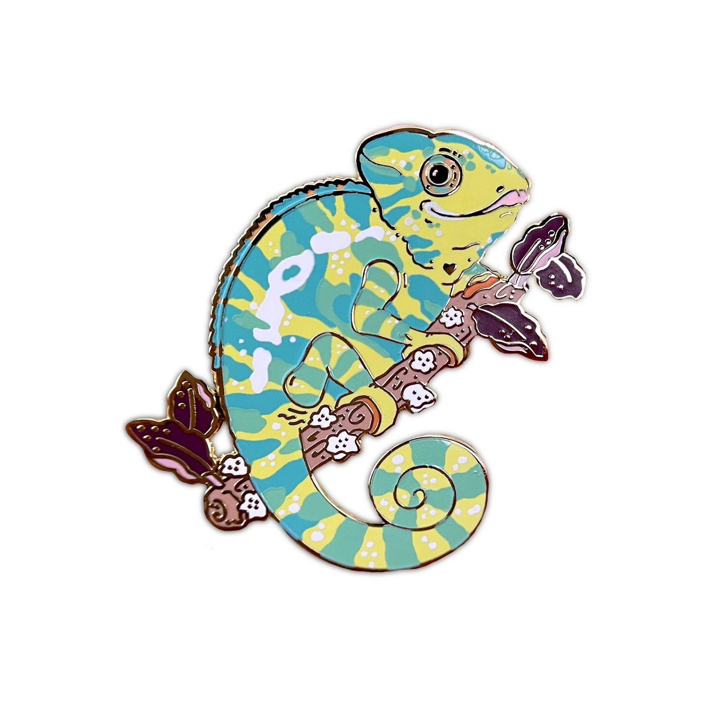 Yellow Leopard Chameleon Enamel Pin