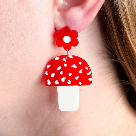 Mushrooms and Flowers Acetate Earrings