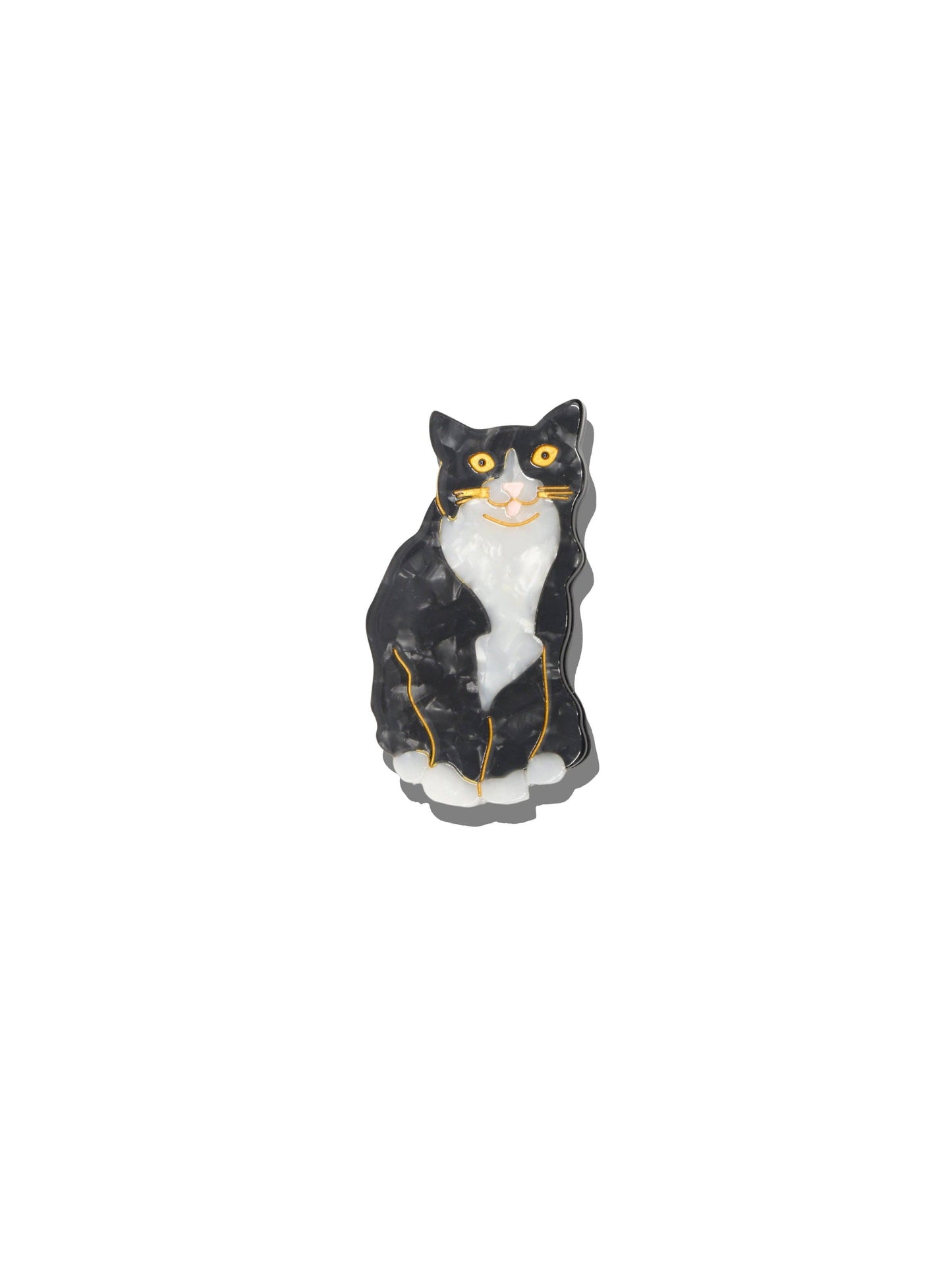 Hand-painted Tuxedo Cat Mini Brooch