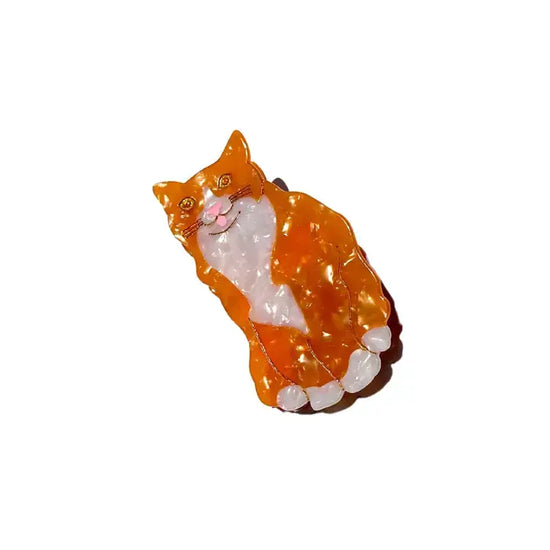 Hand-painted Ginger Cat Claw Hair Clip | Eco-Friendly