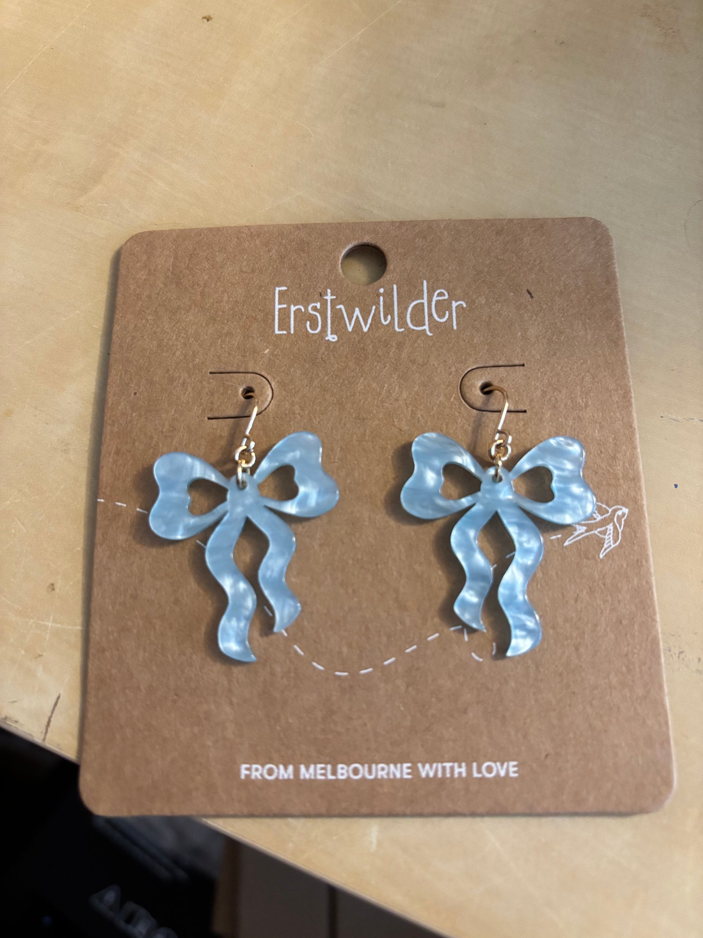 Bows Drop Earrings - Blue