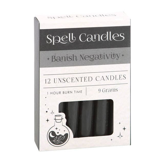 Pack of 12 Black Banish Negativity Magic Spell Candles