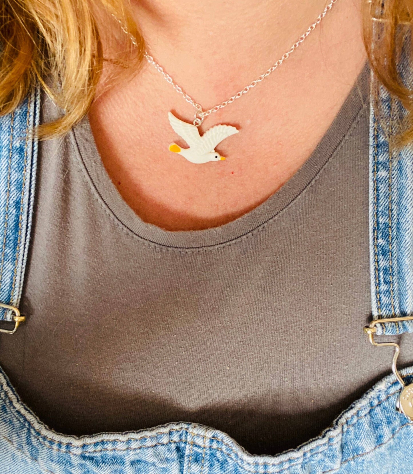 Resin White Seagull brooch or necklace