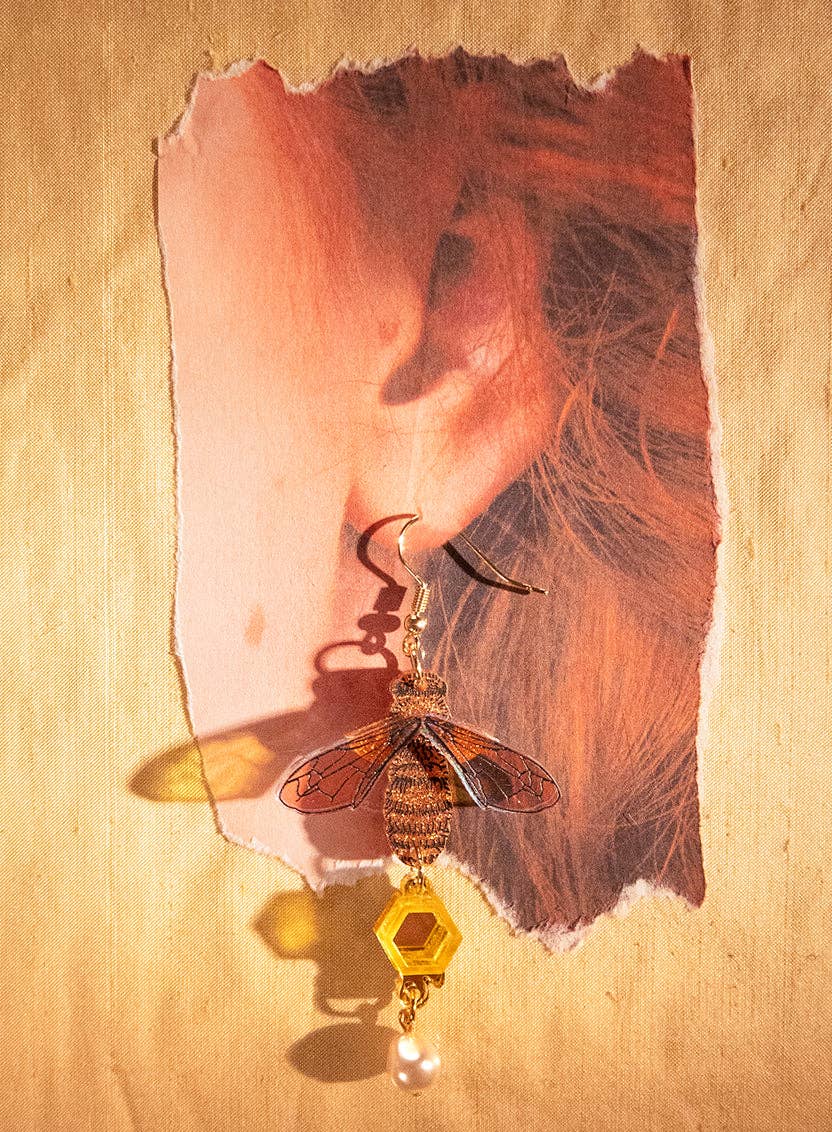 Glistening Bee Earrings - - stock expected by mid September - reserve now