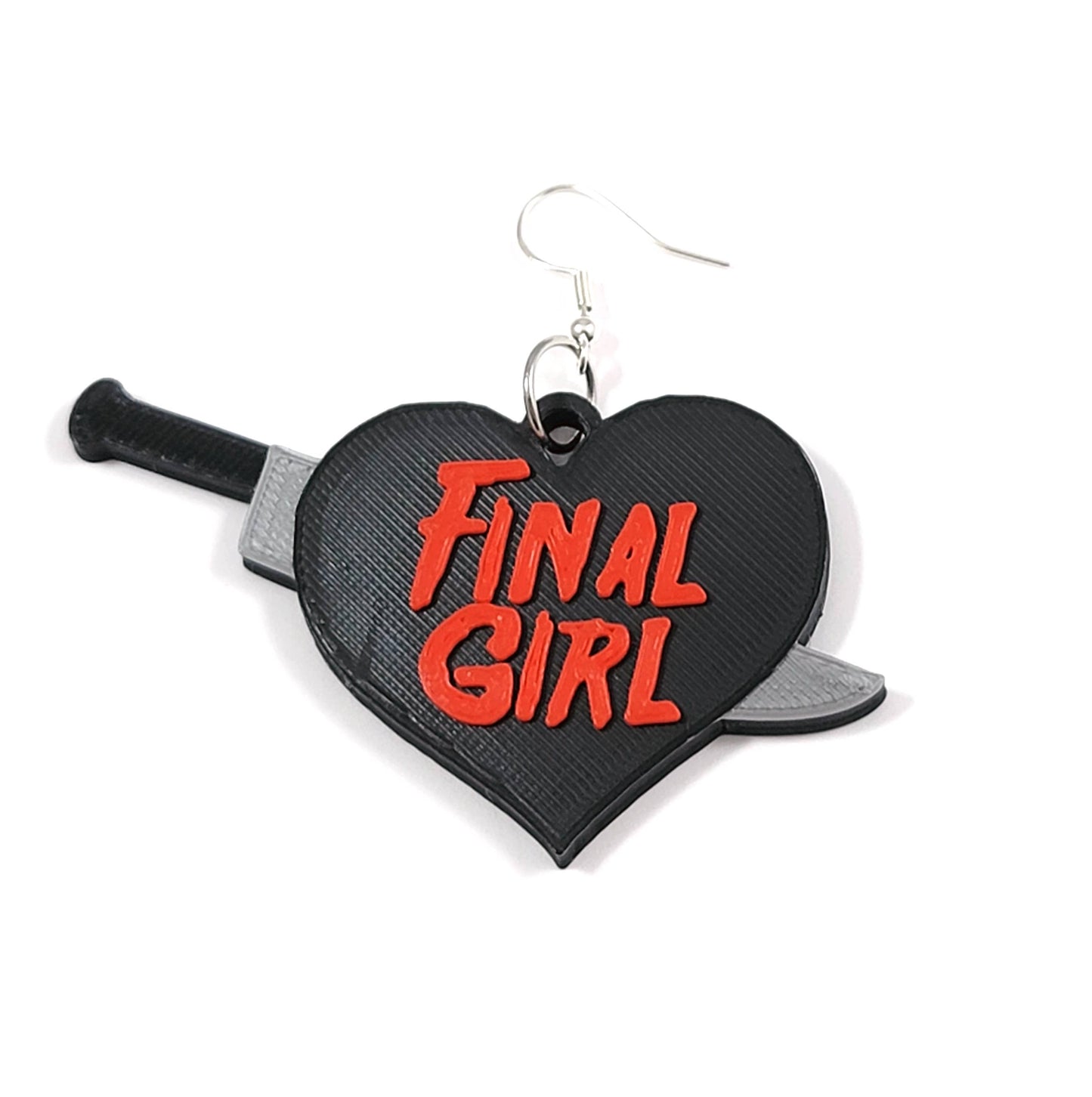 Final Girl Horror Movie Statement Earrings 3D Printed