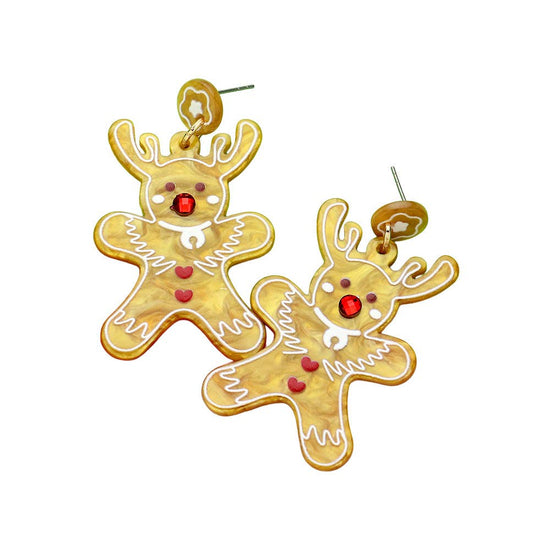 Glittered Resin Rudolph Dangle Earrings