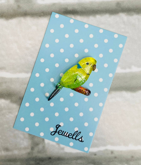 Budgie resin brooch ON ORDER - RESERVE NOW!