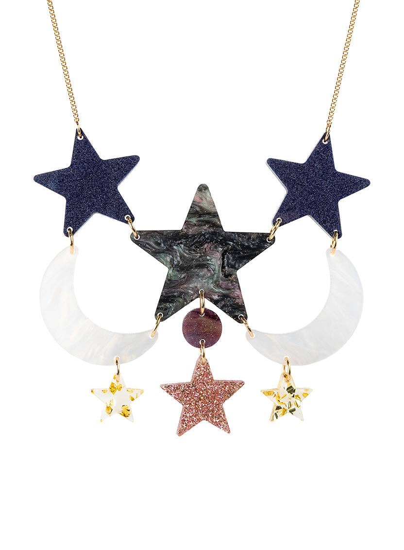 Astrologer's Stars and Moon Necklace