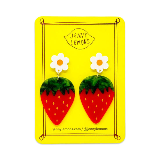 Strawberries and Flowers Acetate Earrings