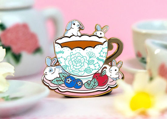 Tea Cup Rabbit Enamel Pin - expected mid August - reserve now!