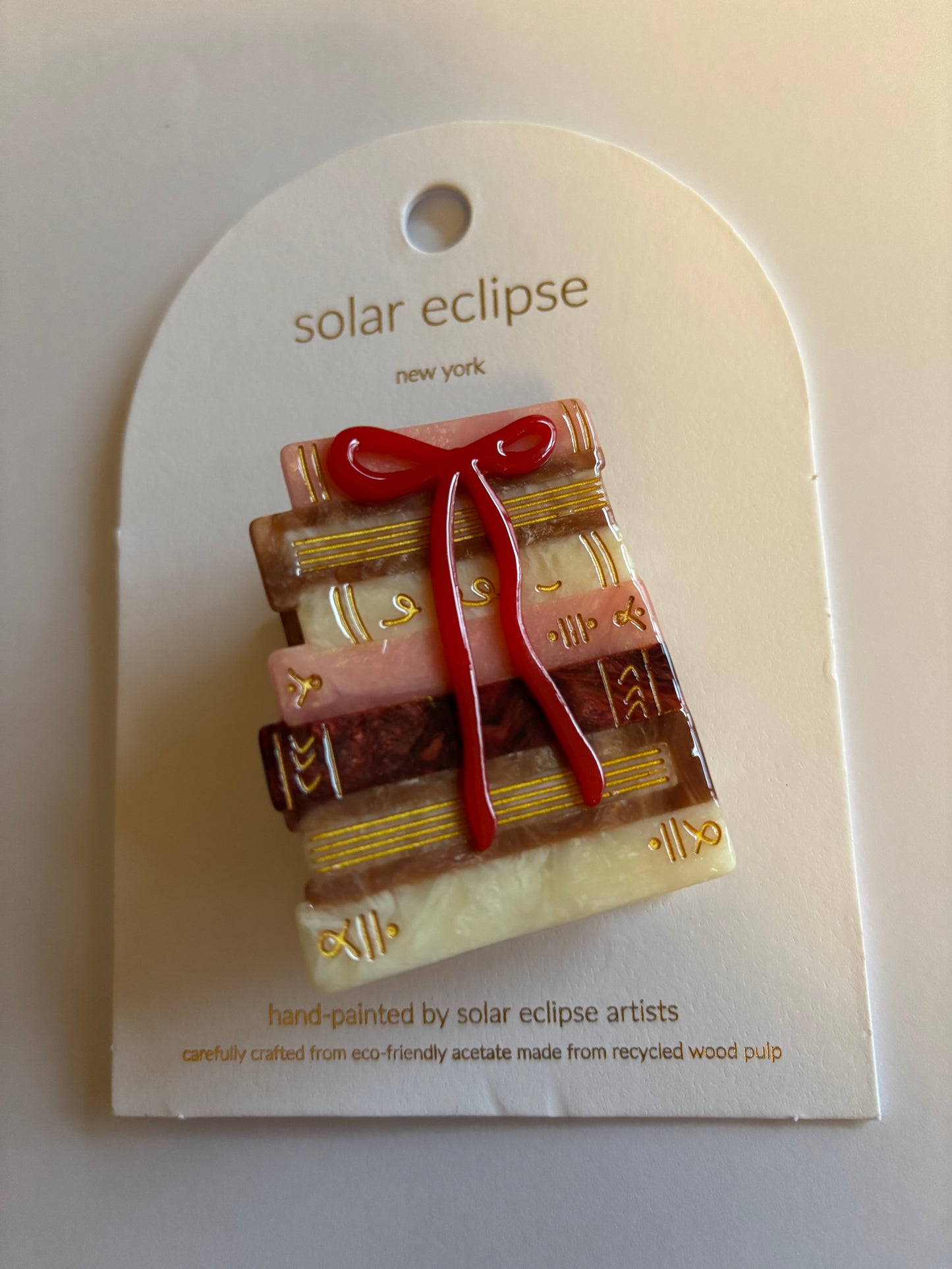 Hand-painted Bow Bookstack Claw Hair Clip | Eco-Friendly