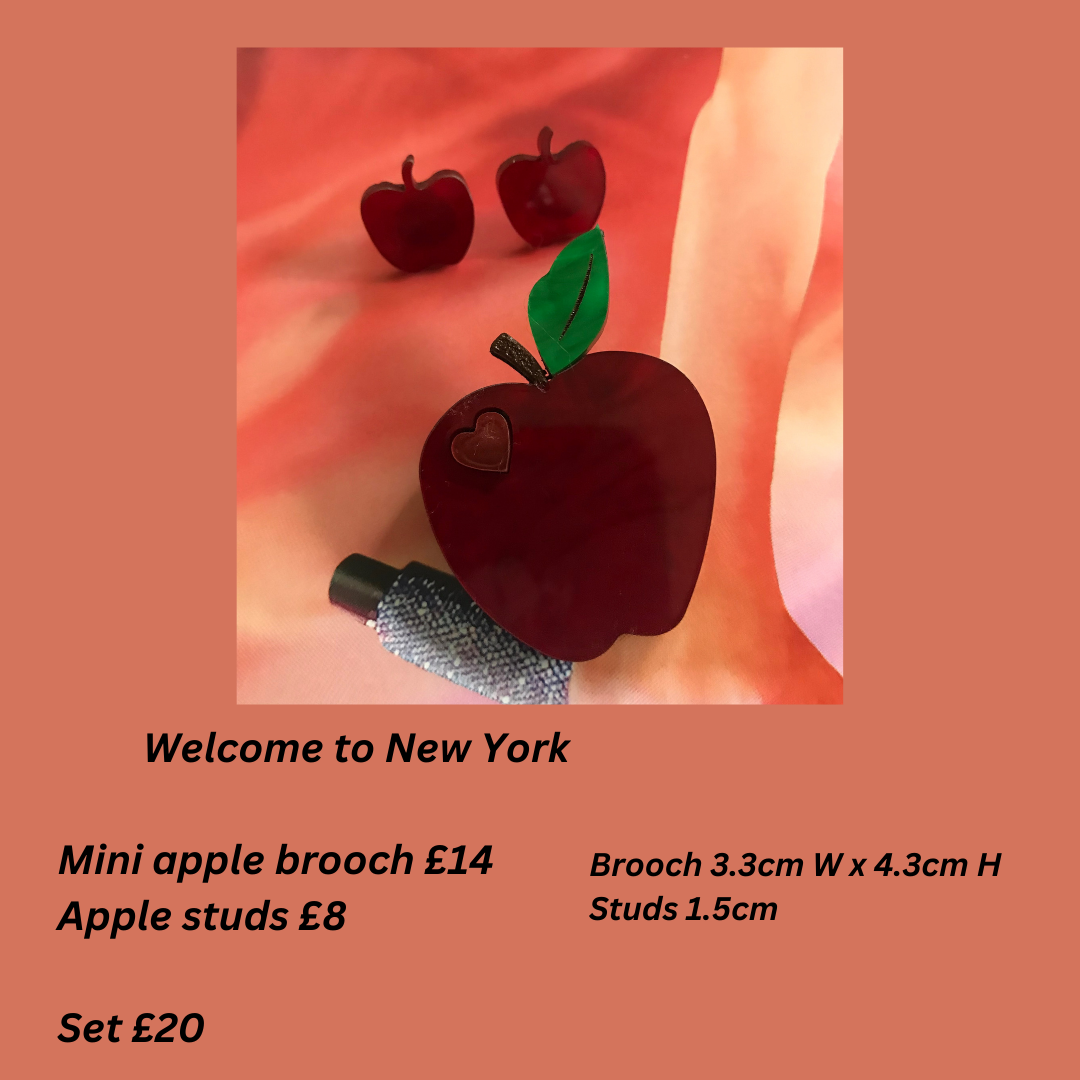 Load image into Gallery viewer, Welcome to New York Apple Brooch / Earrings / Set
