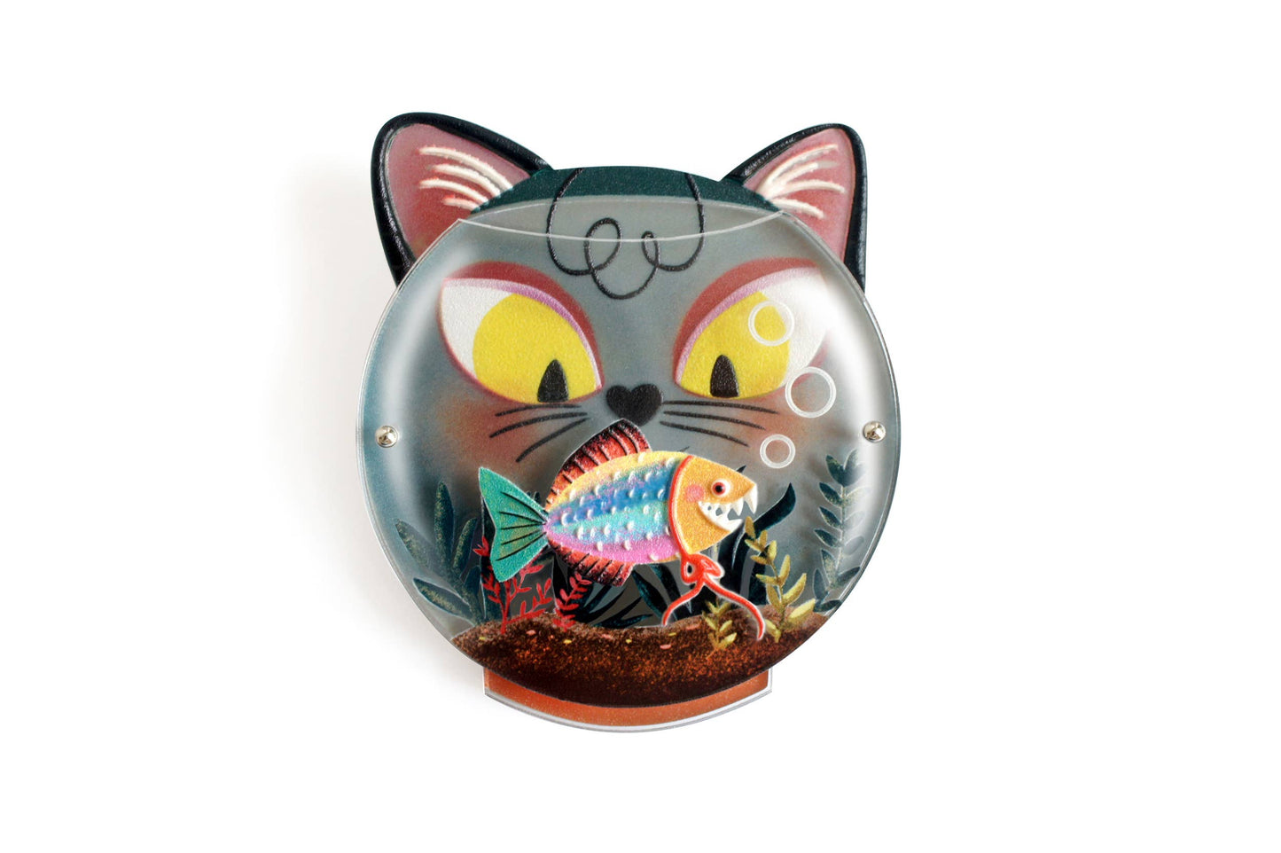 Fishbowl Brooch with Cat - extra stock expected 20th June