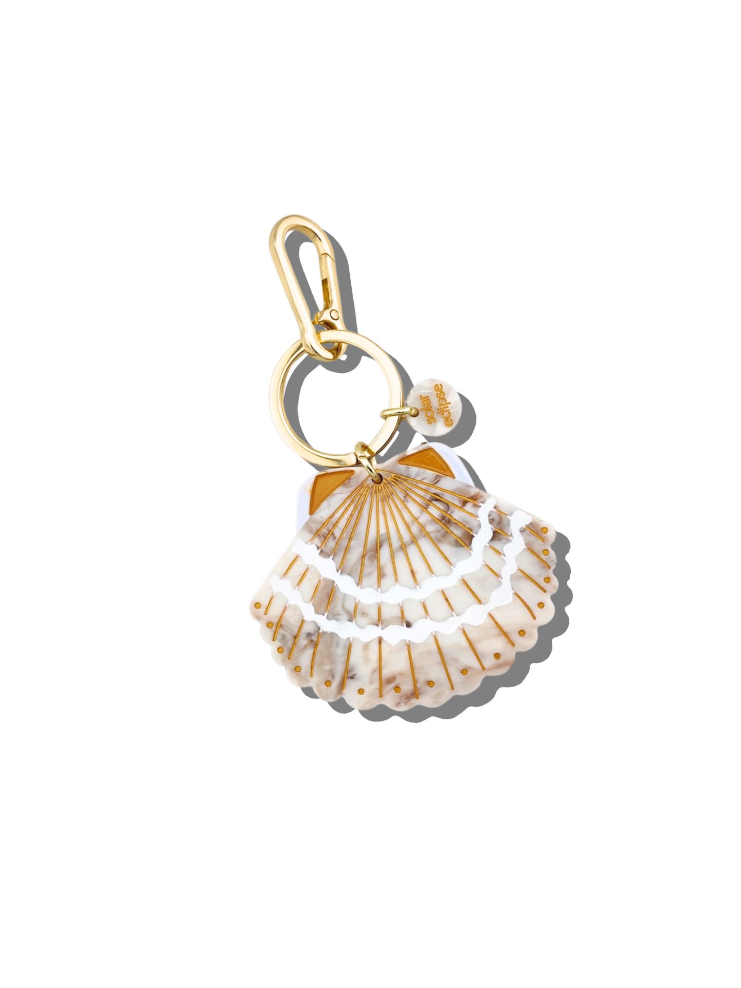 Hand-painted Seashell Bag Charm + Keychain  - sand or blue