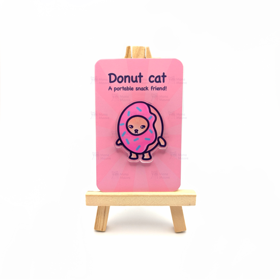 Donut Cat Pin | Snack Cats Collection | 40mm Acrylic Badge Butterfly Clutch