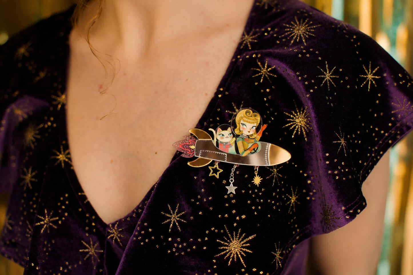 Space Rocket Brooch