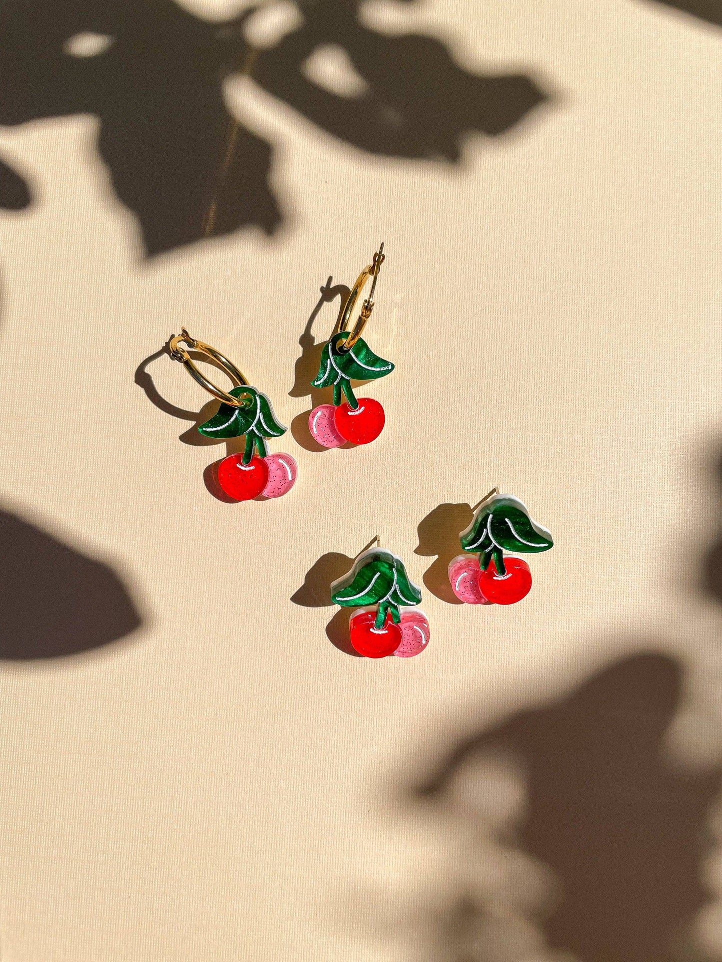 Mini Cherry Dangle or Stud Earrings