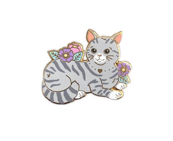 Grey Tabby Cat Enamel Pin - expected mid August - reserve now!