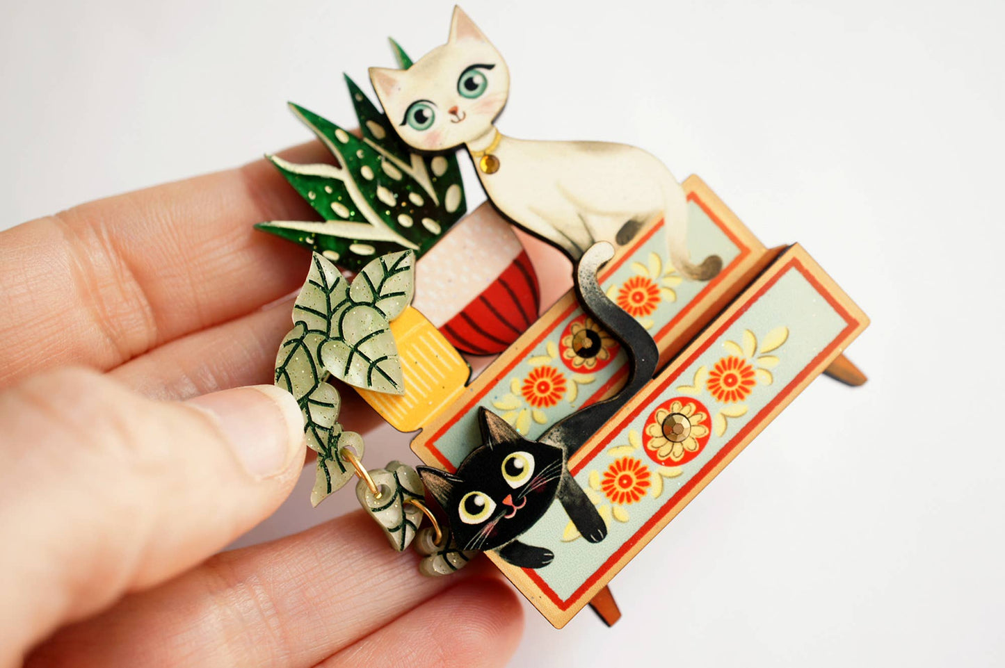 Kittens and Plants Brooch - expected 10th June