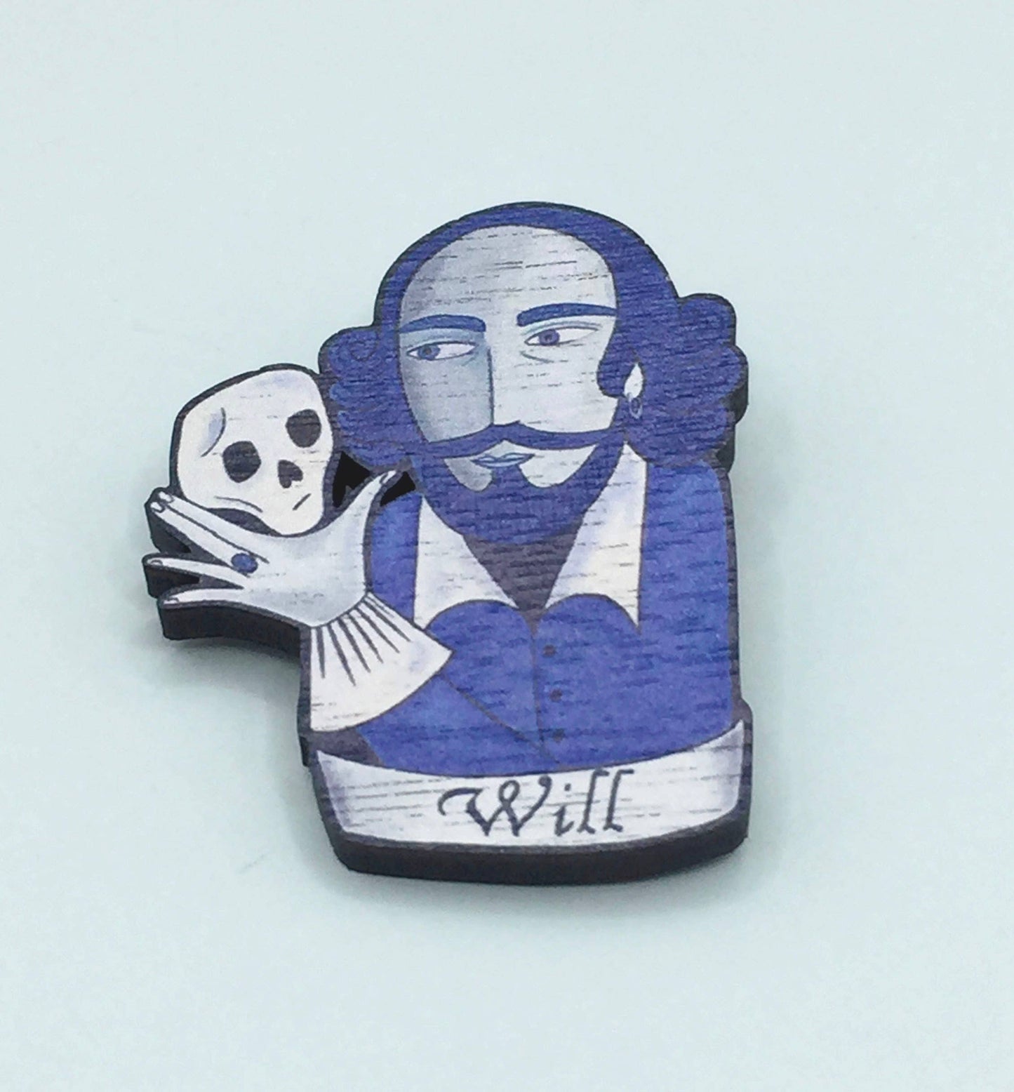 William Shakespeare Wooden Pin Badge