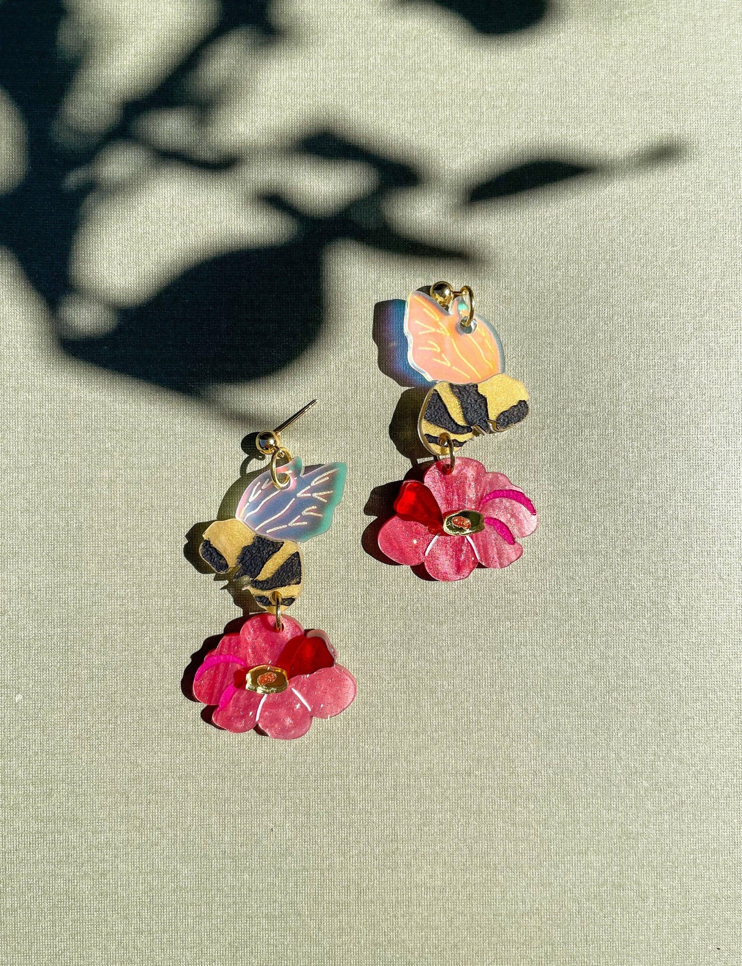 Honey Bee Flower Earrings
