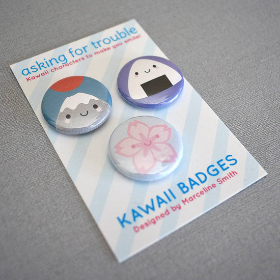 Kawaii Japan Fuji, Onigiri & Sakura Badges