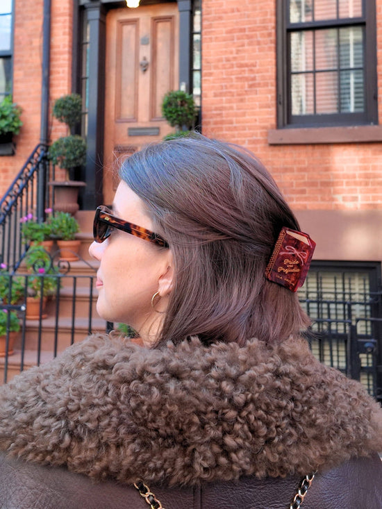 Hand-painted Mini Pride & Prejudice Book Claw Hair Clip